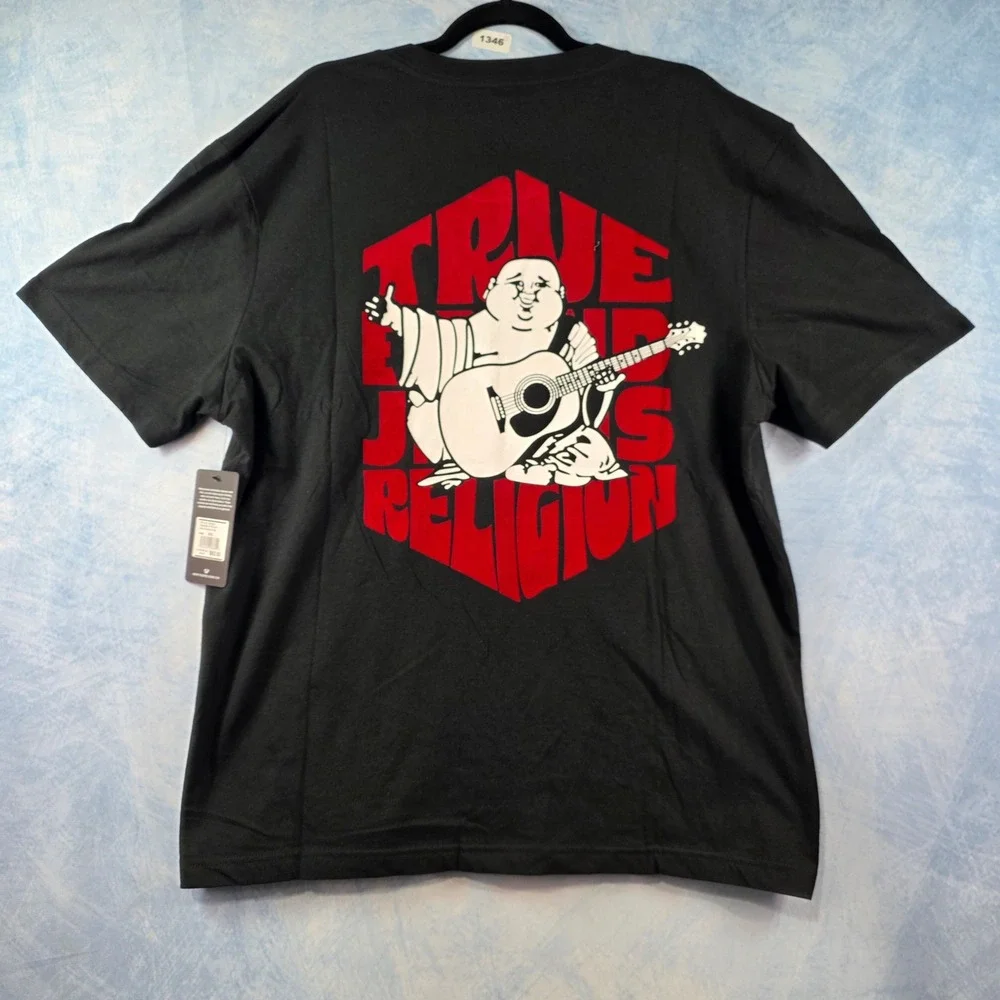 True‎ Religion Mens Hexa Buddha Tee Jet Black Red Graphic T-Shirt XXL New 701203
